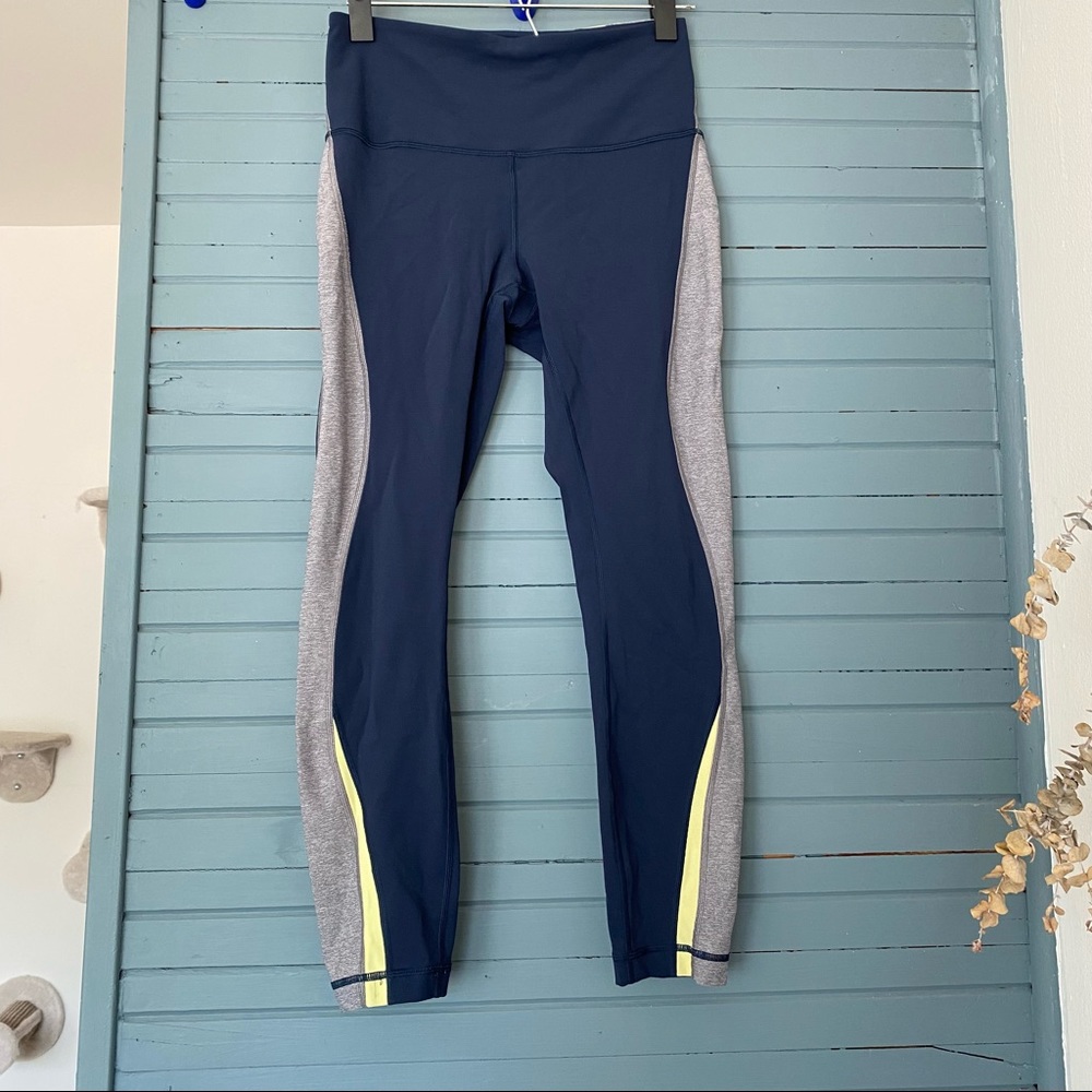 SIZE 8; Fast and Free High-Rise Navy Blue Lululemon Leggings